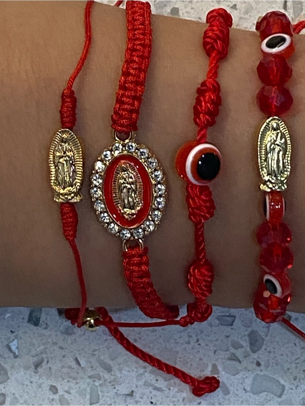 Beautiful 4-Piece Stackable White & Pink Protection & Devotional Bracelet Set
